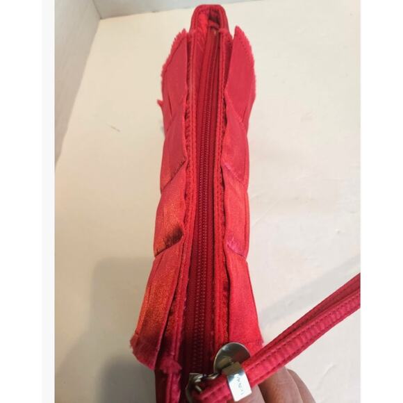 Botkier Wristlet Clutch Hot Pink Satin Fancy Purse Silver accents 11.5" x 5" Eve - Picture 3 of 10